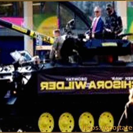 Чисора эффектно прибыл на пресс-конференцию Уайлдера на танке в сопровождении Фараджа